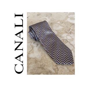 Canali 100% Silk Geometric Pattern Tie Made in Italy